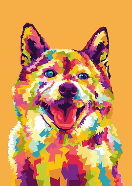 Colorful Shiba Inu Portrait