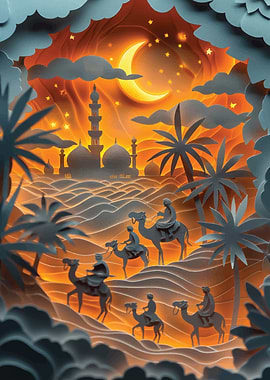 Desert Night Paper Art