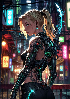 Cyberpunk Women Warrior Anime