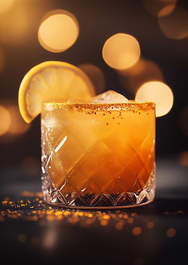 Golden Cocktail with Lemon