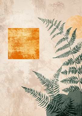 Fern and Geometric Art Print