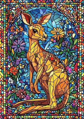 Stained Glass Kangaroo