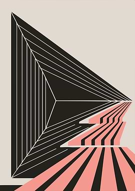 Mid-Century Modern Geometric in Pink and Black