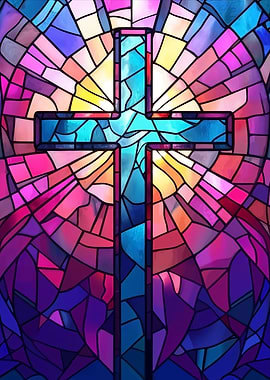 Christain Cross Stained Glass Art