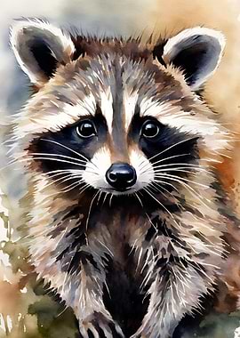 Aquarell Raccoon