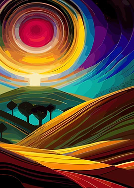 Abstract Sunset Landscape