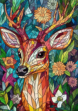Mosaic Deer Portrait