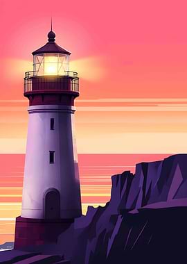 Lighthouse at Sunset