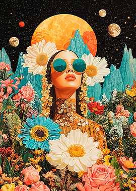 Woman in Flowers and Stars
