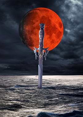 Sword in the Sea and red moon