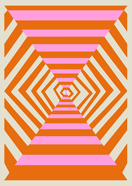 Vibrant Orange and Pink Geometric Op Art