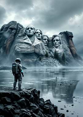 Astronaut at Mount Rushmore