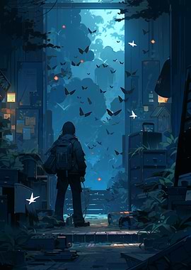 Silhouette in a Mystical Forest