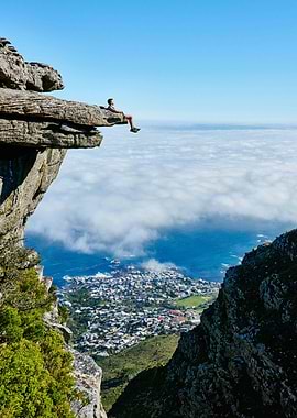 Man Sitting on Cliff Edge