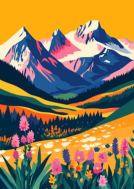 Flora Mountain Landscape Minimalist Art