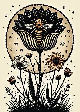 Mystical Bee Blossom with Daisies