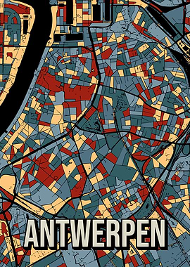 Antwerp City Map Art