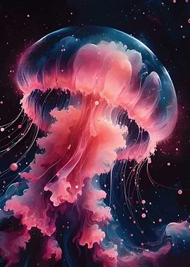 Pink Jellyfish in Space