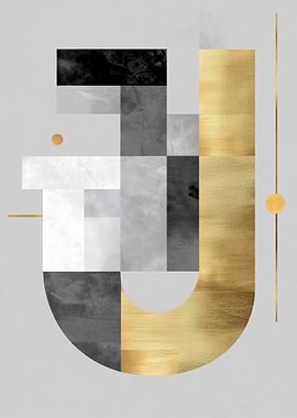 Gold and Grey Letter J