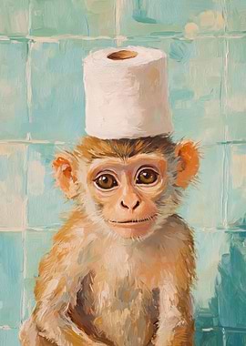 Monkey with Toilet Paper Hat
