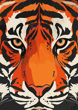 Powerful Tiger Portrait Illustration