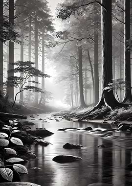 Misty Forest Stream