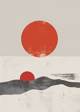 Red Sun Minimalist Art