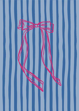 Coquette Bow on Blue Stripes