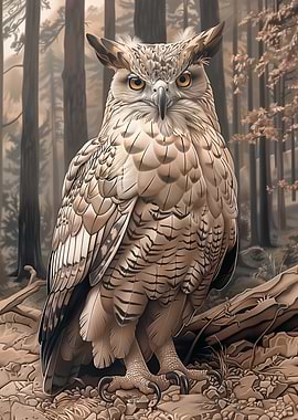 Majestic Owl in Forest