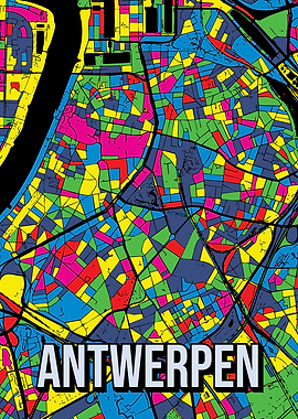 Antwerp Antwerpen Belgium City Map Travel Art