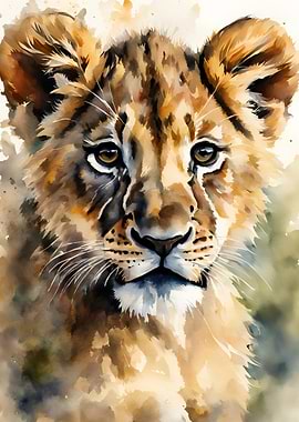 Aquarell Lion Cub