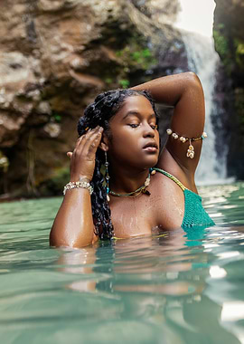 Woman in Waterfall Pool