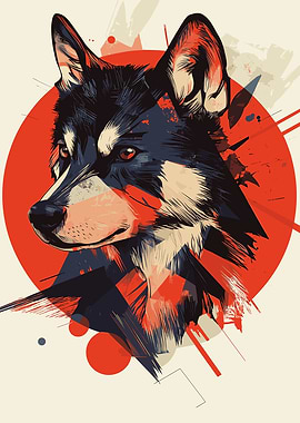 Wolf Portrait in Red