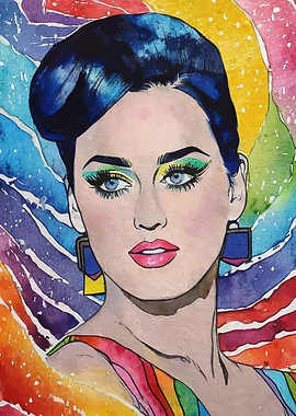 Katy Perry Watercolor Portrait