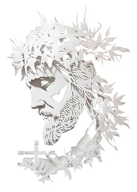 Papercut Jesus with Crown of Thorns