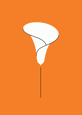Minimalist Calla Lily Flower on Orange