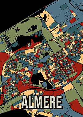 Almere Earttone Netherlands City Map