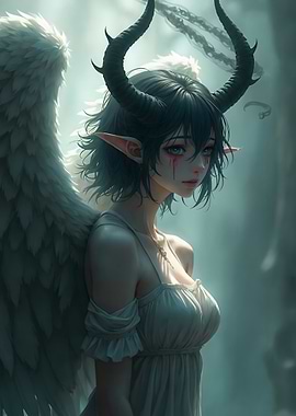 Angel with Devil Horns