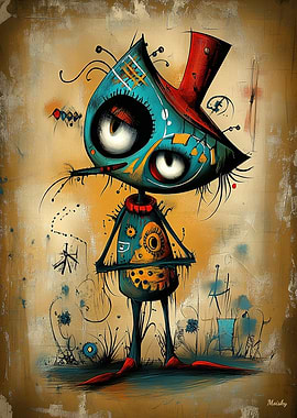 Steampunk Mechanical Scarecrow in Fantasy Art Style