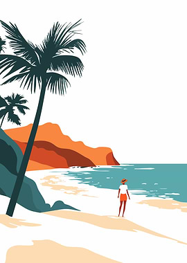 Minimalist Tropical Beach Art