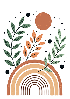 Boho Rainbow with Leaves