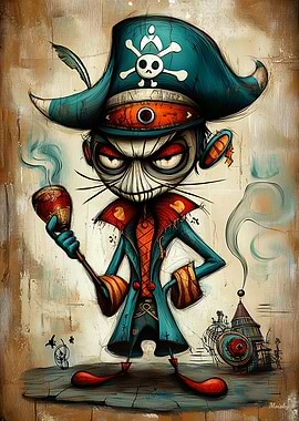 Steampunk Pirate Captain in Fantasy Art Style