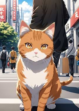 Orange Tabby Cat in City