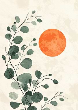 Green Leaves and Orange Sun