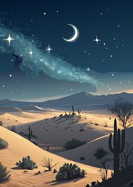 Desert Night Sky Landscape