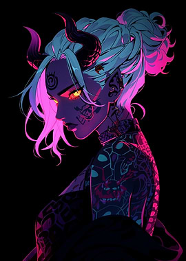 Cyberpunk Demon Girl