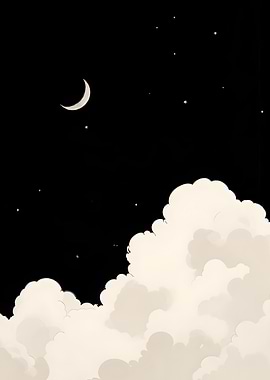 Crescent Moon and Clouds