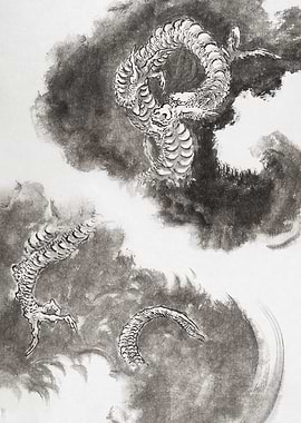 Dragon in Clouds Ink Painting