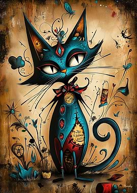 Steampunk Mechanical Cat in Fantasy Art Style