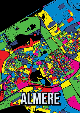 Almere Pop Art Abstract Netherlands City Map